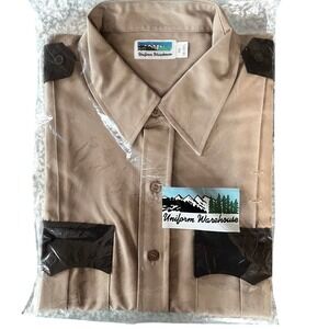 NWT Uniform Warehouse Tan Brown Men's Short Sleeve Work Shirt XXLarge 18 18 1/2